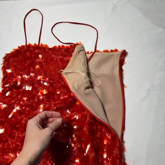 Zara Red Sequin Mini Dress Sparkle Slip Party Cocktail New Years Blogger Fave M - Picture 14 of 16